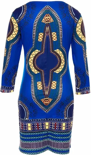 Vista 6 de Vestido de verano bohemio con cuello en V para mujer, estilo étnico, estampado africano