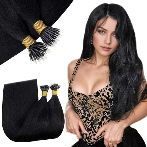Vista 149 de RUNATURE Extensiones de cabello humano con punta en U, color marrón ceniza a rubio platino