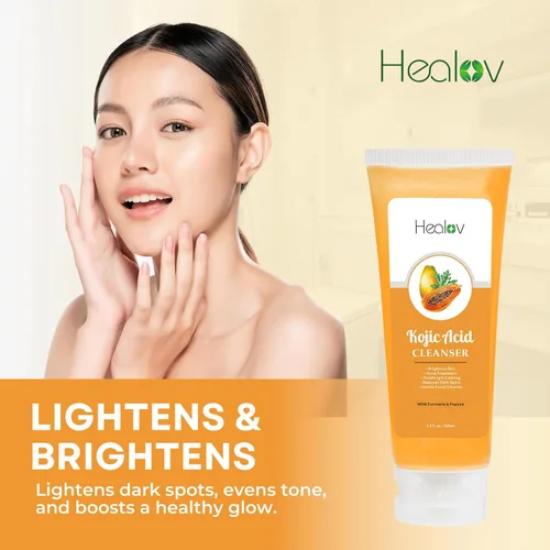 Vista 2 de Jabón de ácido kójico – Jabón facial y corporal de papaya kójica que ilumina la piel para hiperpigmentación – El jabón de manchas oscuras reduce