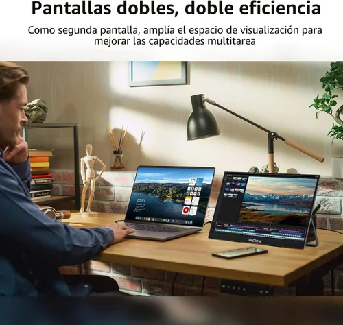 Vista 6 de InnoView Monitor portátil de 18.5 pulgadas 100HZ 120% sRGB, 1080P FHD IPS Monitores portátiles grandes para laptop USB C HDMI HDR Monitor de viaje