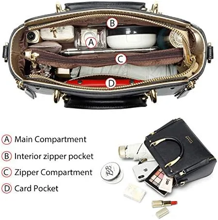 Vista 3 de Bolsos de cuero para mujer, con asa superior y correa ajustable