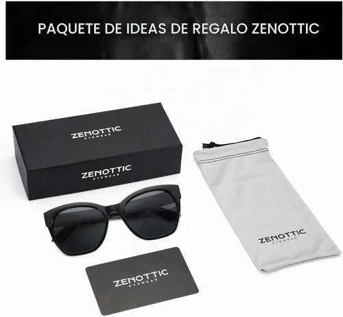Vista 5 de ZENOTTIC Cateye - Gafas de sol polarizadas para mujer, gafas de sol de gran tamaño, protección UV400, estilo retro Marco negro/lente polarizada gris