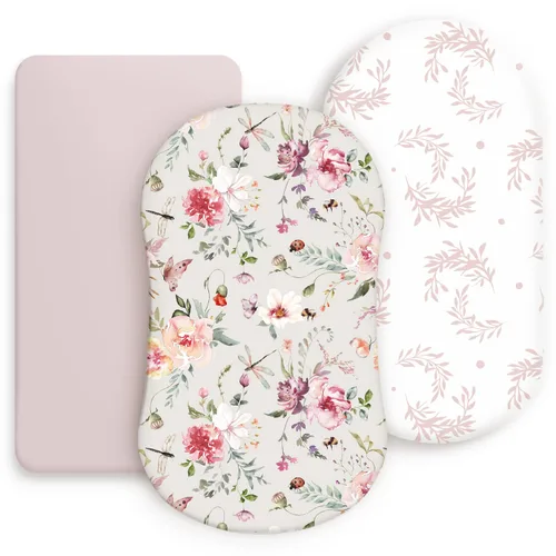 Vista 26 de GRSSDER Juego de 2 sábanas elásticas ultra suaves para cuna, ajuste universal para cuna de bebé, colchón rectangular ovalado, flores y frutas
