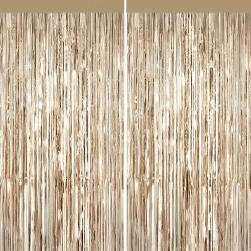 Vista 18 de Paquete de 2 cortinas de flecos de papel de oropel metálico negro, serpentinas de puerta, telón de fondo para cabina de fotos para fiesta