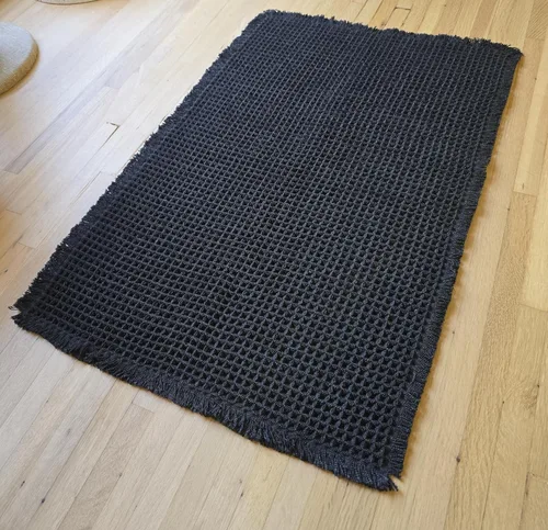 Vista 2 de Tapete de Baño Waffle Mejorado – Ultra Suave, Súper Absorbente y Alfombra Antideslizante con Borlas, Lavable a Máquina, Respaldo de Goma para Baño
