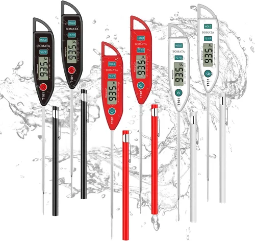 Vista 10 de BOMATA Termómetro digital para agua, líquido, vela y cocina. Termómetro de lectura instantánea para alimentos, resistente al agua IPX7 con sonda