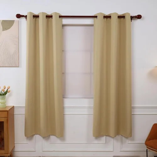Vista 31 de INLINAS Cortinas opacas para dormitorio, aislamiento térmico, reducción de ruido, juego de 2 paneles de ahorro de energía, beige, 42 pulgadas