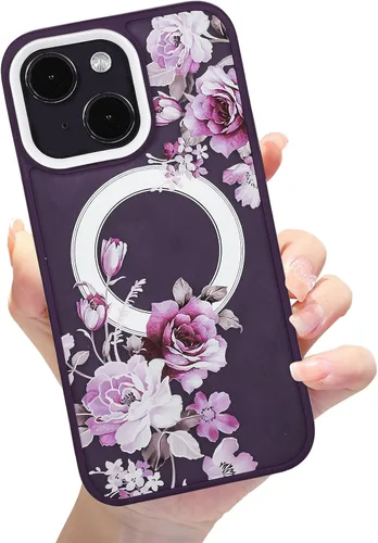 Vista 51 de Compatible con el teléfono 13 Pro - Funda magnética mate translúcida, de lujo, a prueba de golpes, magnética y con bonito patrón de flores, carcasa