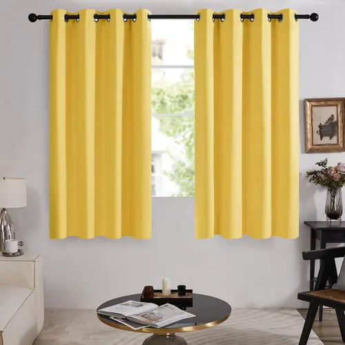 Vista 42 de Deconovo Cortinas opacas 100% con forro negro, cortinas con ojales aisladas térmicamente que reducen el ruido, doble capa para oscurecer