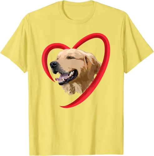 Vista 31 de Golden Retriever Corazón, regalo para ella, camiseta del día de San Valentín, Negro