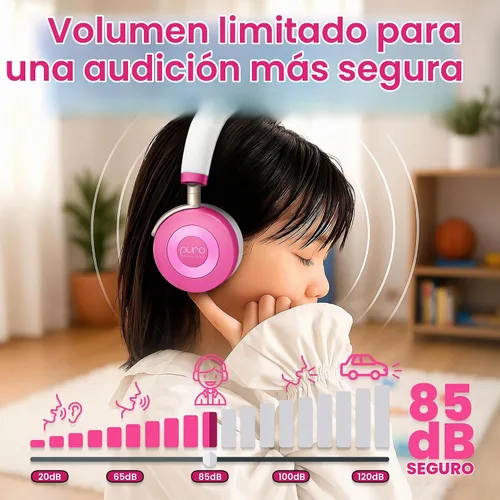 Vista 2 de Puro Sound Labs JuniorJam Plus - Audífonos Bluetooth inalámbricos con limitación de volumen para niños, audio seguro con diseño ajustable