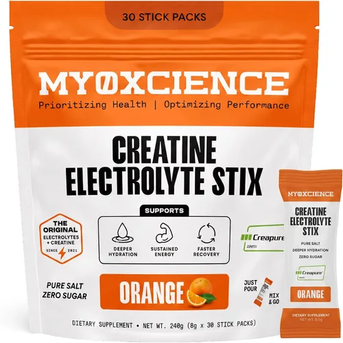 Vista 10 de MYOXCIENCE Electrolyte STIX Polvo de electrolito de creatina Recuperación del ejercicio y el desarrollo muscular con sal real