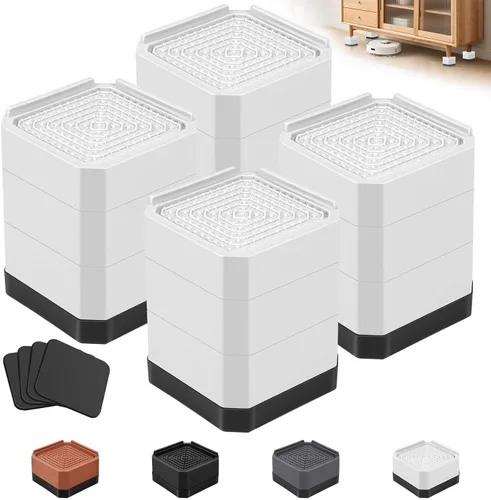Vista 10 de Elevadores de cama para muebles – Elevador de bloque rectangular ajustable para elevar 1.5-3 pulgadas y 4.3 pulgadas camas, mesas, sofás