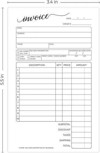 Vista 5 de Stylish Script - Bloc de formulario de factura sin carbono de 2 partes, 50 hojas, 3.4 x 5.5 pulgadas, libro de recibos de venta de pedidos de compra