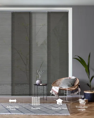 Vista 2 de GoDear Design Persianas de riel de panel deslizante ajustable de 45.8"- 86" pulgadas de ancho x 96" pulgadas de alto, persianas verticales, panel