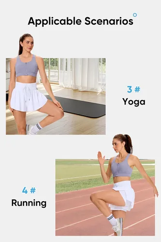 Vista 5 de Blaosn - Pantalones cortos deportivos fluidos para mujer, para entrenamiento, correr, gimnasio, yoga, cintura alta con bolsillos, ropa casual
