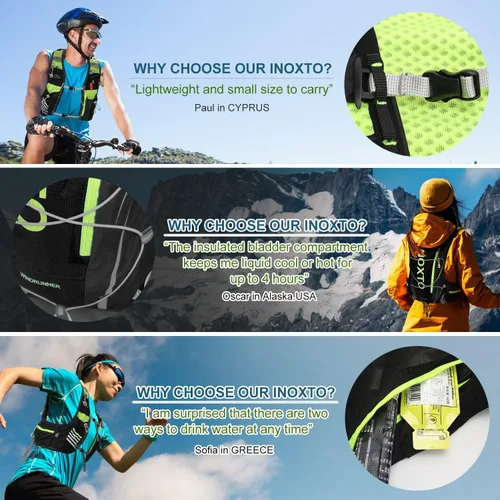 Vista 5 de INOXTO Hydration Vest Backpack,Lightweight Water Running Vest Pack with 1.5L Water Bladder Bag Daypack for Hiking Trail Running Cycling Race