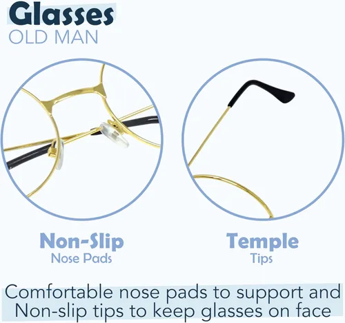 Vista 9 de 4E's Novelty Kit de disfraz de anciano para niños y adultos, incluye sombrero con peluca, gafas, bigote adhesivo y cejas, disfraz del día 100