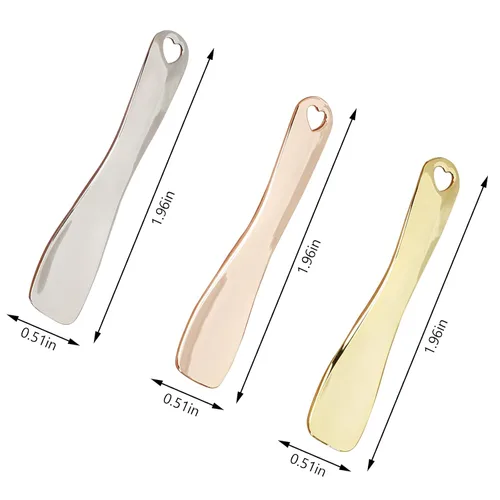 Vista 6 de 3 cucharas cosméticas de metal, mini espátula de aleación de zinc, espátula de máscara facial crema facial cuchara cosmética cuchara de belleza