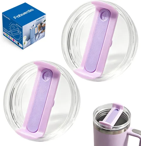 Vista 24 de Tapa de repuesto para vaso de 40 onzas compatible con Stanley Quencher, paquete de 2 fundas transparentes a prueba de derrames para accesorios