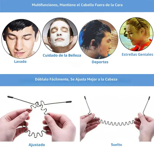 Vista 5 de bodbop Banda de metal para el pelo para hombres diadema para mujeres bandas unisex negras onduladas de resorte deportes al aire libre diademas