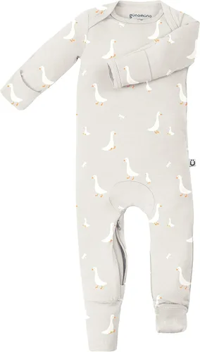 Vista 8 de GUNAMUNA Pijama unisex convertible ultrasuave para bebé, mameluco con cremallera para pañales, recién nacido a 24 meses