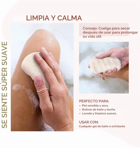 Vista 4 de Cuerpo de esponja Konjac (paquete de 2) Fibra vegana suave a base de plantas sin microplásticos Sostenible 100% natural + no tóxica