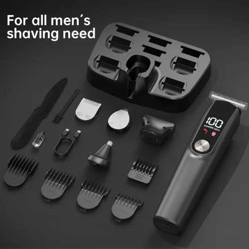 Vista 6 de Cortadora de barba para hombres, maquinilla de afeitar eléctrica para nariz, cuerpo, cara y bigote, cortapelos de peluquería 5 en 1, afeitadoras