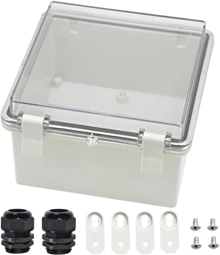 Vista 8 de Zulkit Caja de conexiones plástico ABS a prueba de polvo impermeable IP65 cajas eléctricas universales con carcasa de bisagra para exteriores