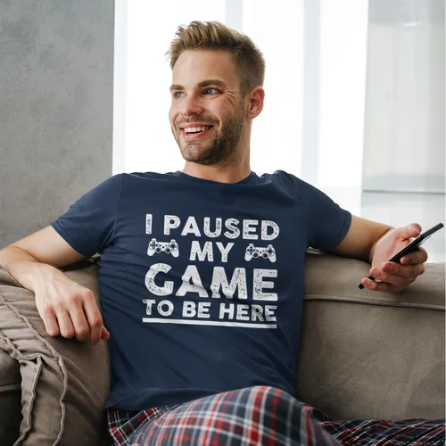 Vista 2 de I Paused My Game to Be Here, Funny T Shirt for Men, Video Gamer Joke Humor Gifts for Teenage Boys T-Shirt