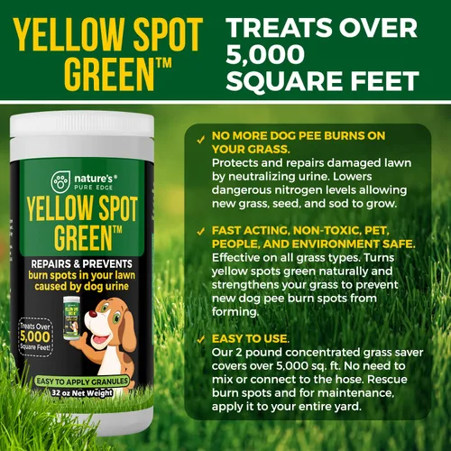 Vista 6 de Yellow Spot Green™ Cura quemaduras de orina y previene manchas amarillas en tu jardín. Neutralizador de orina de perro para céspedes. Repara