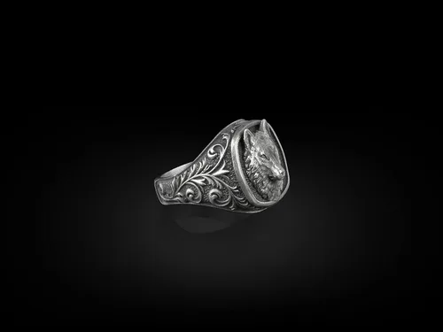 Vista 5 de BySilverStone Jewelry - Anillo de sello cuadrado de lobo salvaje, regalo para amantes de los animales, anillos de meñique para mujer, anillos