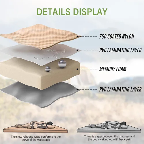 Vista 2 de Colchoneta de aire para SUV, cama de coche para acampar, colchón de camping inflable con bomba de aire, colchón de camping de espuma viscoelástica