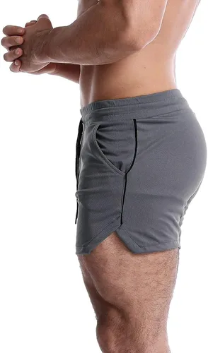 Vista 2 de EVERWORTH Pantalones cortos de entrenamiento para hombre con entrepierna de 5 pulgadas, pantalones cortos de gimnasio, culturismo, pantalones cortos