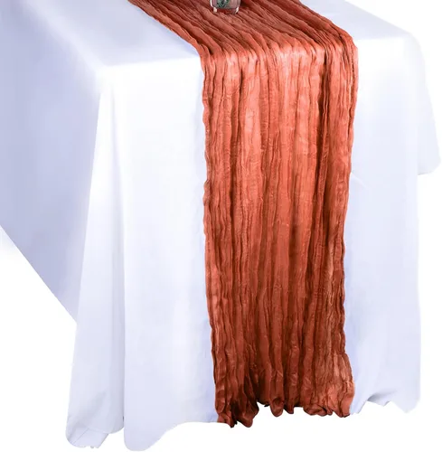 Vista 14 de MIAHART Camino de mesa de estopilla, camino de mesa de gasa de 35 x 120 pulgadas, camino de mesa bohemio para bodas, fiestas, decoración de Negro