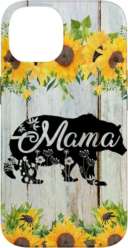 Vista 4 de Mama Bear Rustic Woodgrain Sunflowers Farmhouse Country Mom Case for iPhone 17