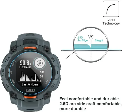Vista 3 de Protector de pantalla compatible con Garmin Instinct 3 1.772 in