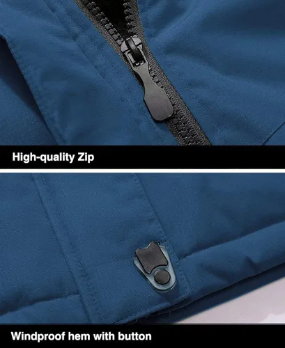 Vista 7 de MAGCOMSEN - Chaqueta de invierno para hombre, impermeable, abrigada, con forro polar y múltiples bolsillos