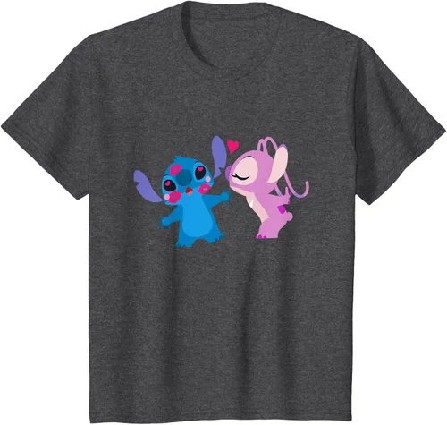 Vista 32 de Disney Stitch and Angel - Camiseta para el día de San Valentín Negro