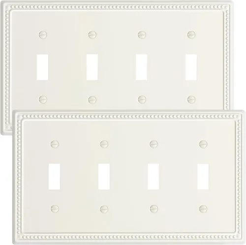 Vista 160 de Paquete de 2 cubiertas de placa de interruptor de luz de doble palanca, cubiertas decorativas de placa de doble interruptor Pearls, placa de pared