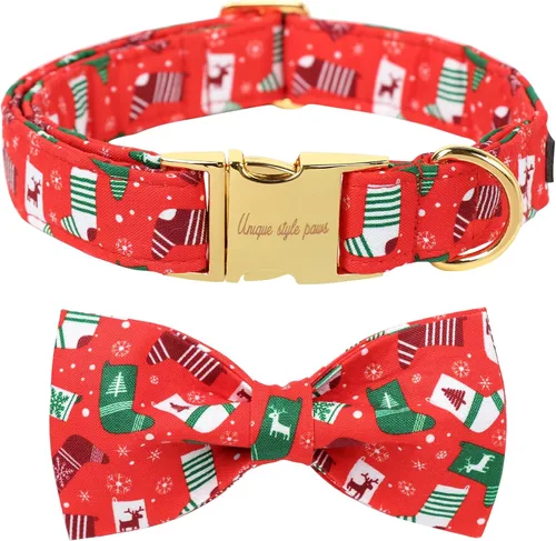 Vista 17 de Unique style paws - Collar de otoño para perros con lazo, collar para cachorros, regalo para mascotas, collar ajustable para perro, collares