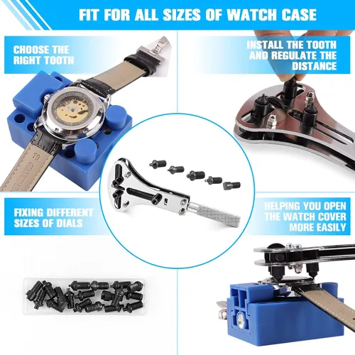 Vista 3 de BYNIIUR Watch Repair Kit, Watch Case Opener Spring Bar Tools, Watch Battery Replacement Tool Kit, Watch Band Link Pin Tool Set with Carrying Case
