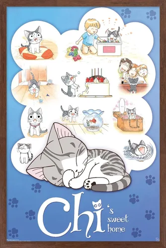 Vista 10 de Trends International Chi's Sweet Home - Póster de pared, 22.4 pulgadas de largo x 14.7 pulgadas, versión enmarcada en madera de granero