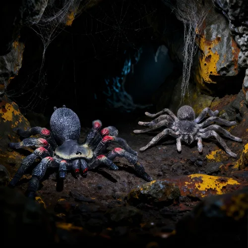 Vista 4 de SIENON 2 juguetes realistas de animales de araña lobo, figura de insecto de tarántula de Whiteknee, modelo de acción para niños, educación, bromas