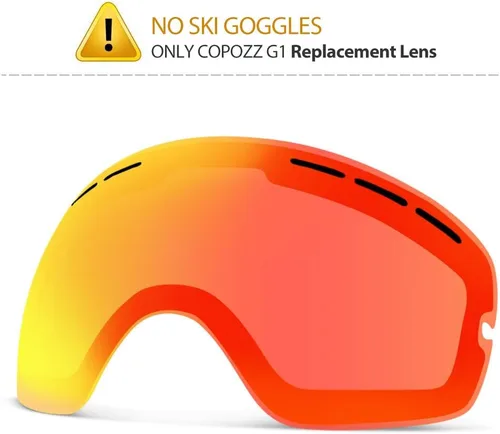 Vista 2 de COPOZZ G1 - Lentes de repuesto para esquí y snowboard, lentes de doble capa con protección UV antivaho Lente roja G1 solamente (vlt 20.5%)