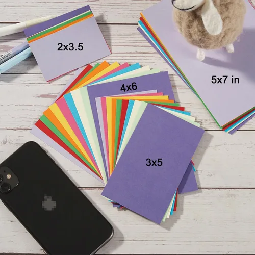 Vista 5 de Paquete de 100 cartulinas de papel grueso colorido en blanco para invitaciones, elaboración de tarjetas de felicitación, postales, fotos, papel
