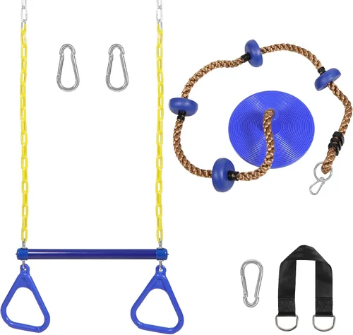 Vista 14 de REDCAMP Columpios de cuerda de escalada para árboles, asiento de columpio de disco de plástico resistente para niños y adultos con correa
