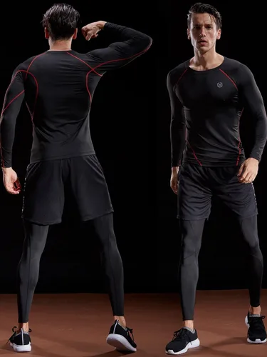 Vista 2 de Neleus - Camisas de compresión de manga larga para hombre, para ejercitarte, correr, 3 u.