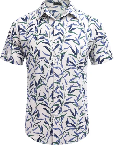 Vista 4 de COOFANDY Camisa casual de lino de manga corta con botones para hombre