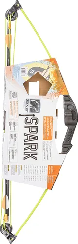 Vista 9 de Bear Archery Spark - Juego de arco juvenil, recomendado para edades de 5 a 10 años, ambidiestro, incluye 2 flechas, protector de brazos, carcaj